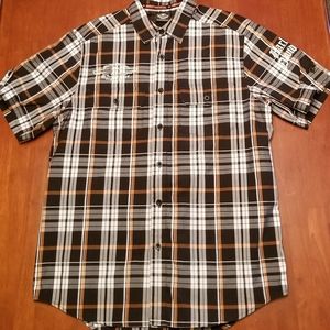 Harley Davidson button up riding shirt.